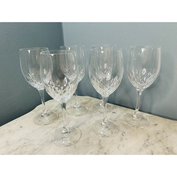 6 Cristal D’Arques-Durand Capella Crystal 8” Wine Glasses Water Goblets Vintage - Picture 9 of 13